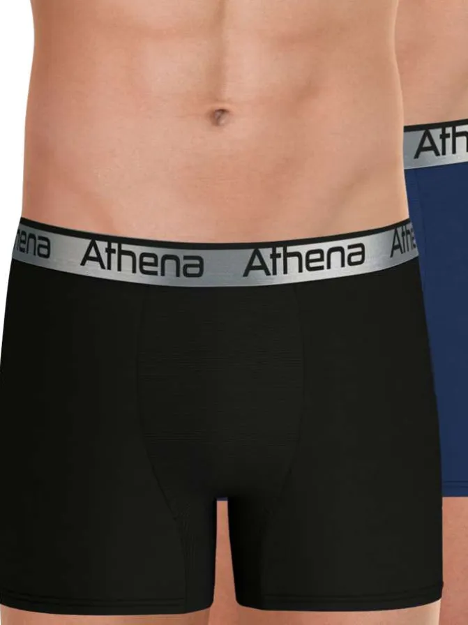 Lot de 2 boxers longs multicolores pourvus du logo de la marque