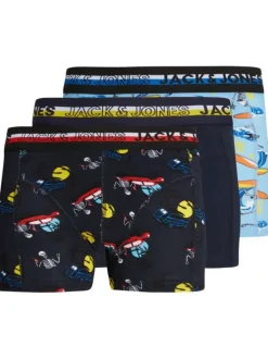 Lot de 3 boxers, marine et bleu ciel avec imprimés et marine uni