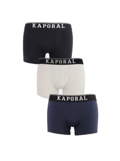 Lot de 3 Boxers multicolores en coton unis avec tailles élastiquées et marque