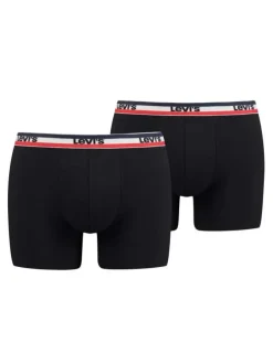 Lot de 2 boxers noirs à bande élastiquée bleue blanche rouge et brodée