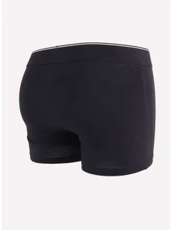 Lot de 3 Boxers noirs en coton unis avec ceinture élastiquée noire