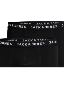 Lot de 2 Boxers noirs en coton unis avec taille élastiquée et marque brodée