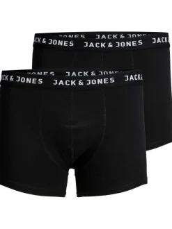 Lot de 2 Boxers noirs en coton unis avec taille élastiquée et marque brodée
