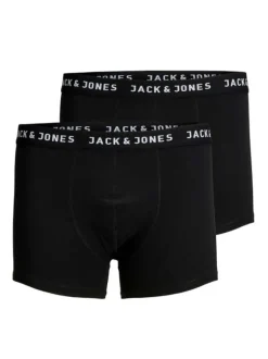 Lot de 2 Boxers noirs en coton unis avec taille élastiquée et marque brodée