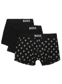 Lot de 3 boxers noirs et blancs en coton avec logo blanc imprimé