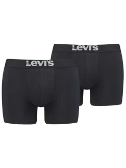 Lot de 2 boxers noirs unis et à bande élastiquée brodée à la taille