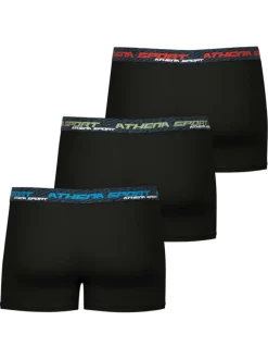 Lot de 3 boxers noirs unis pourvus du nom de la marque imprimé