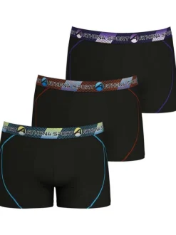 Lot de 3 Boxers noir unis avec une coupe fermée et des lignes imprimées