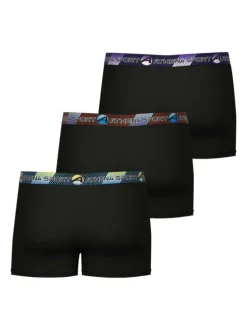 Lot de 3 Boxers noir unis avec une coupe fermée et des lignes imprimées