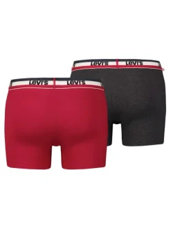 Lot de 2 boxers rouge et anthracite unis à bande élastiquée rayée
