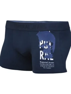 Lot de deux boxers classiques en coton biologique mélangé uni gris et marine à ceinture élastiquée