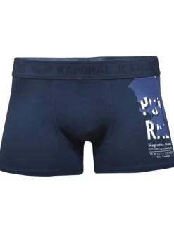 Lot de deux boxers classiques en coton biologique mélangé uni gris et marine à ceinture élastiquée