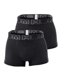 Lot de deux boxers noir unis avec tailles élastiquées noires