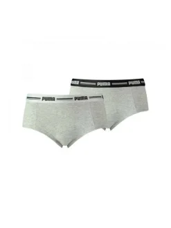 Lot de deux shorty gris unis à bande élastiquée brodée à la taille