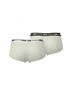 Lot de deux shorty gris unis à bande élastiquée brodée à la taille