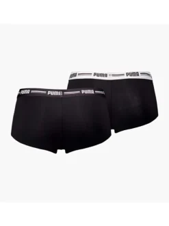 Lot de deux shorty noirs unis à bande élastiquée brodée à la taille