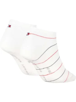 Lot de 2 paires de chaussettes basses blanches unies et à rayures