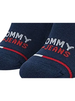 Lot de 2 paires de chaussettes basses en coton biologique marine unies avec logo à l'avant