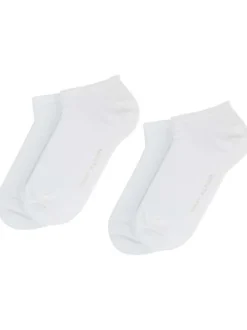 Lot de 2 paires de chaussettes basses en coton blanches unies coupe courte