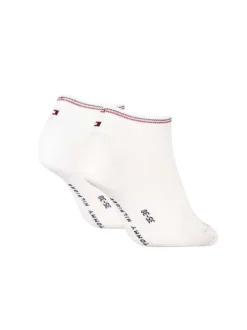 Lot de 2 paires de chaussettes basses en coton mélangé blanches unies et liserés