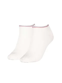 Lot de 2 paires de chaussettes basses en coton mélangé blanches unies et liserés