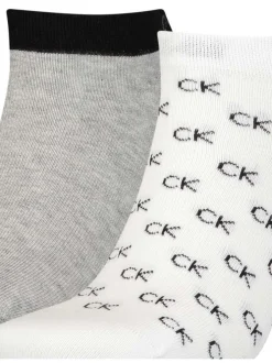 Lot de 2 paires de chaussettes basses en coton mélangé grises et blanches