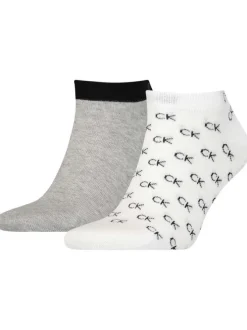 Lot de 2 paires de chaussettes basses en coton mélangé grises et blanches