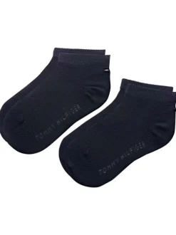 Lot de 2 paires de chaussettes basses en coton mélangé marine unies identiques