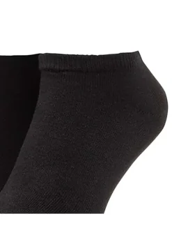 Lot de 2 paires de chaussettes basses en coton mélangé noires unies logo imprimé à l'arrière