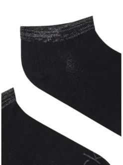 Lot de 2 paires de chaussettes basses noires unies avec col en lurex