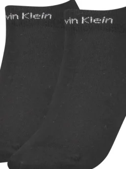 Lot de 2 paires de chaussettes basses noires unies avec logo blanc