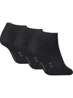 Lot de 3 paires de chaussettes basses noires unies avec logos imprimés