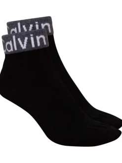 Lot de 2 paires de chaussettes basses noires unies avec une coupe quarter