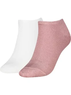 Lot de 2 paires de chaussettes basses roses et blanches unies
