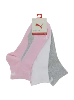 Lot de 3 paires de chaussettes basses tricolores unies avec le logo