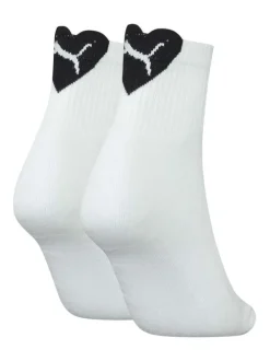 Lot de 2 paires de chaussettes coton mélangé blanches unies avec coeur arrière