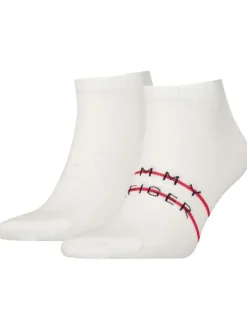 Lot de 2 paires de chaussettes en coton mélangé blanches avec logo à l'arrière