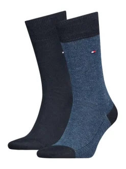 Lot de 2 paires de chaussettes en coton mélangé bleues unies coupe haute
