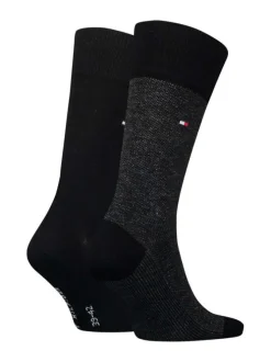 Lot de 2 paires de chaussettes en coton mélangé noires unies coupe haute