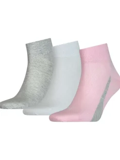 Lot de 3 paires de chaussettes en coton mélangé rose unies coupe mi-haute