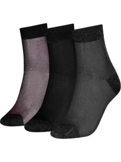 Lot de 3 paires de chaussettes fantaisie en voile noir coupe mi-haute