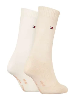Lot de 2 paires de chaussettes hautes beige chiné avec coupe haute