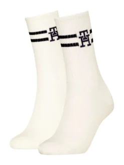 Lot de 2 paires de chaussettes hautes blanches avec monogramme