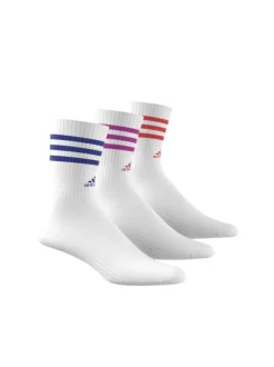 Lot de 3 paires de chaussettes hautes blanches avec rayures colorées