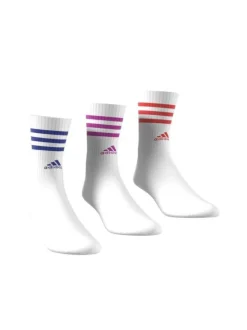 Lot de 3 paires de chaussettes hautes blanches avec rayures colorées