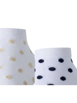 Lot de 2 paires de chaussettes hautes blanches à pois dorés et noirs