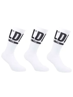 Lot de 3 paires de chaussettes hautes blanches unies en coton mélangé