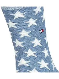 Lot de 2 paires de chaussettes hautes bleues marine en coton mélangé rayées et motif étoiles