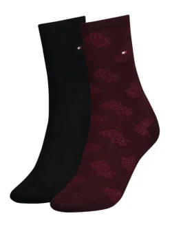 Lot de 2 paires de chaussettes hautes bordeaux unies avec une coupe haute