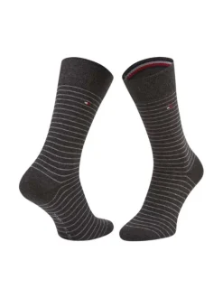 Lot de 2 paires de chaussettes hautes en coton mélangé anthracite unies avec une coupe haute et des rayures